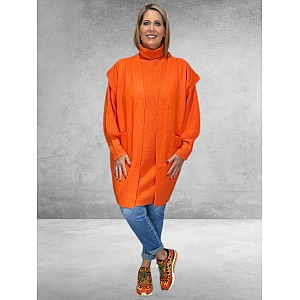 NO.1 BY OX Cardigan Mouwloos Flower Oranje